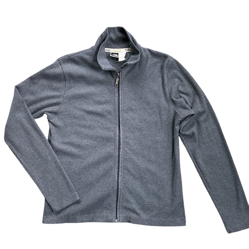 The North Face Tekware Jacket Wmn Large Gray Ribbed Full Zip Mock Neck Excellent